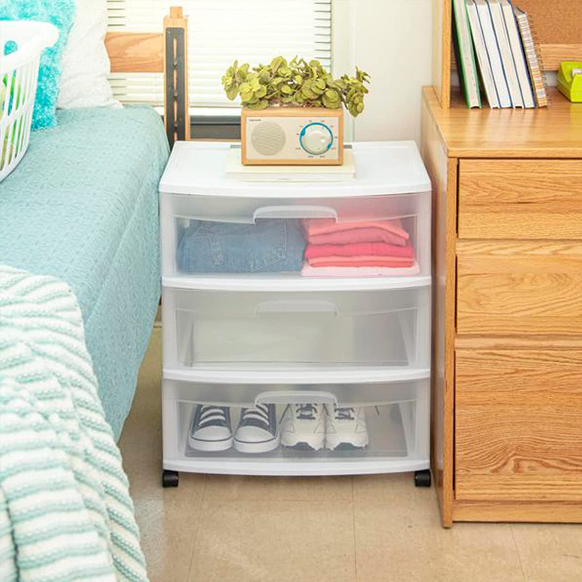 Plastic Storage Drawer Cart with 3 Clear Drawers W197