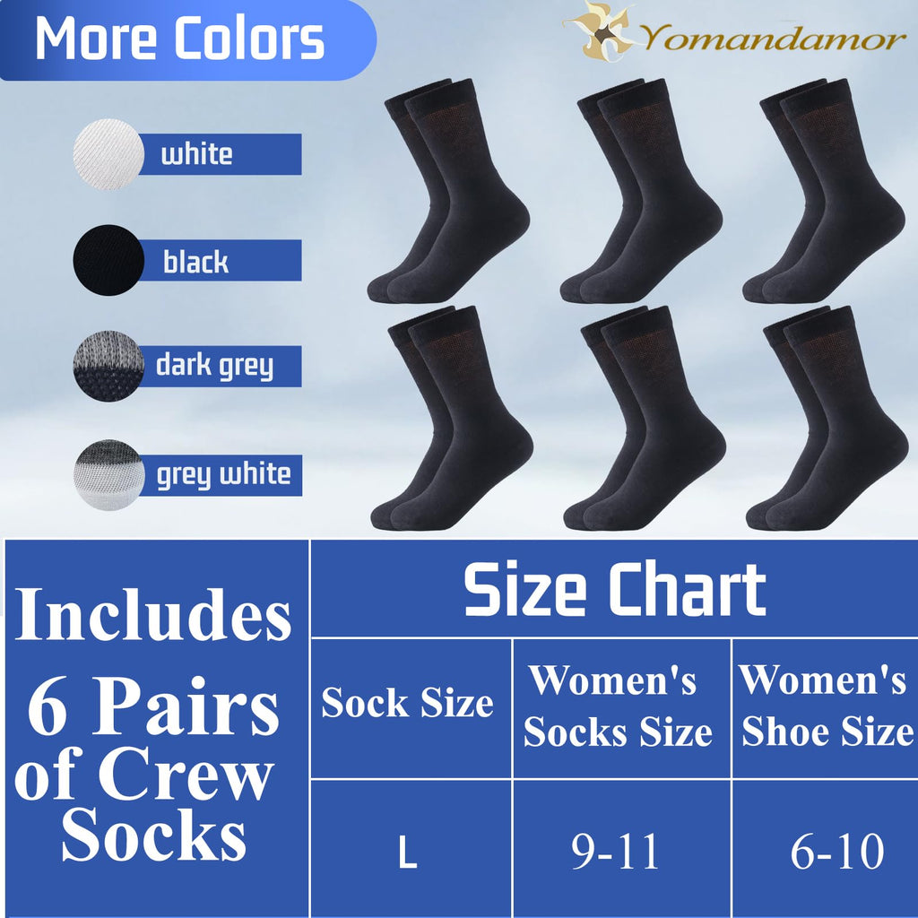 Womens Diabetic Crew Socks Seamless Toe 6 Pairs Q9904