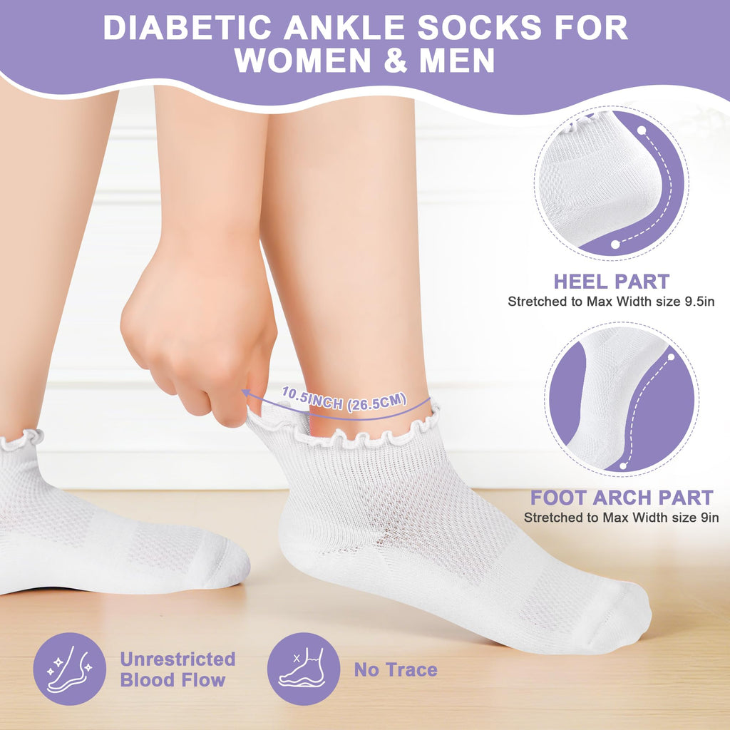 6 Pairs Low Cut Non Binding Ankle Socks O6510