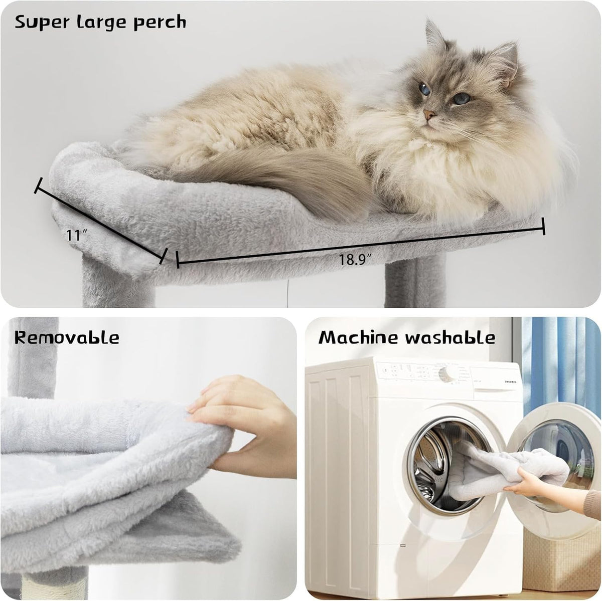 68 Inches Tall Multi-Level Cat Tree with Hammock and Light Gray C421608