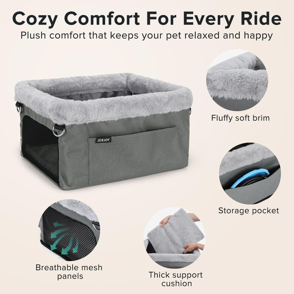 Dog Booster Seat with Metal Frame and Safety Leash, Grey S444513