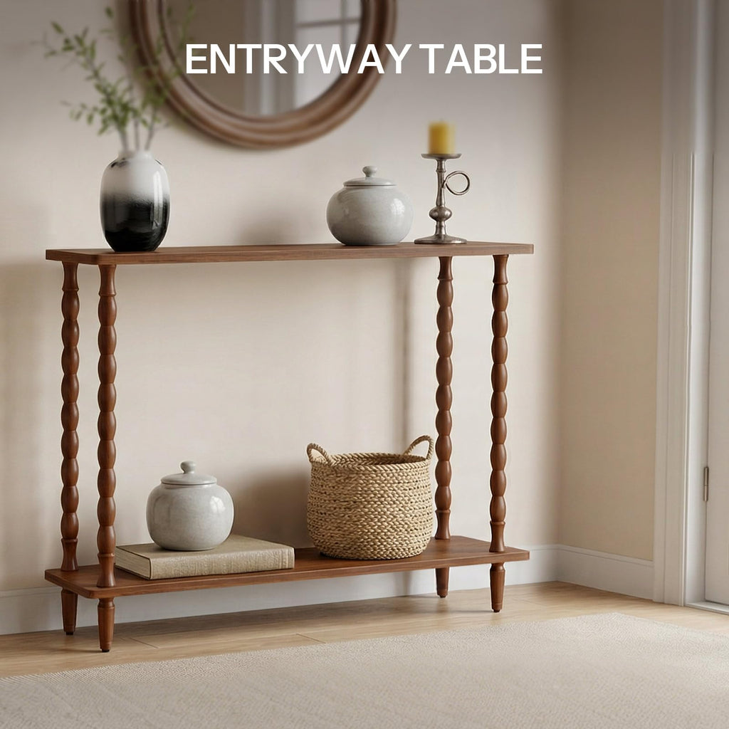 39.4'' 2-Tier Mid-Century Console Table W62541