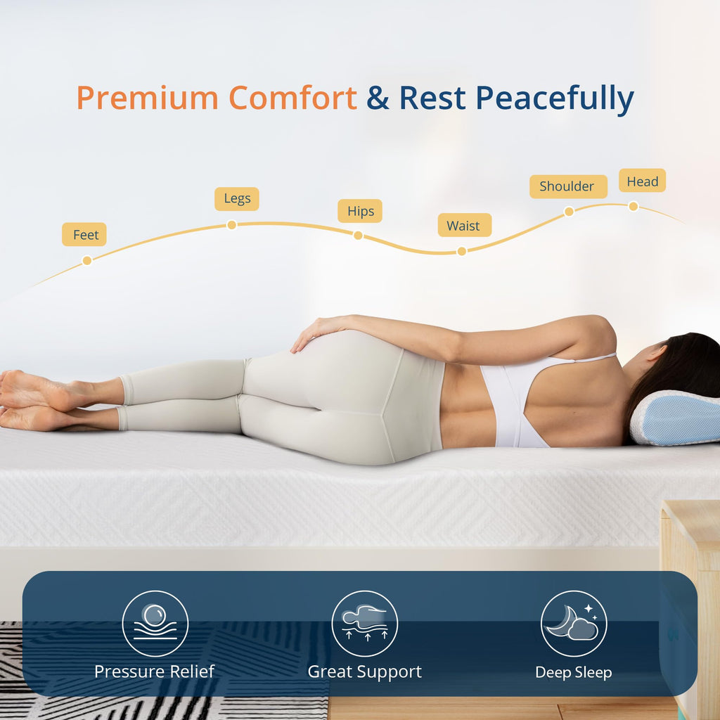 Twin 5 Inch Green Tea Gel Memory Foam Mattress S754932