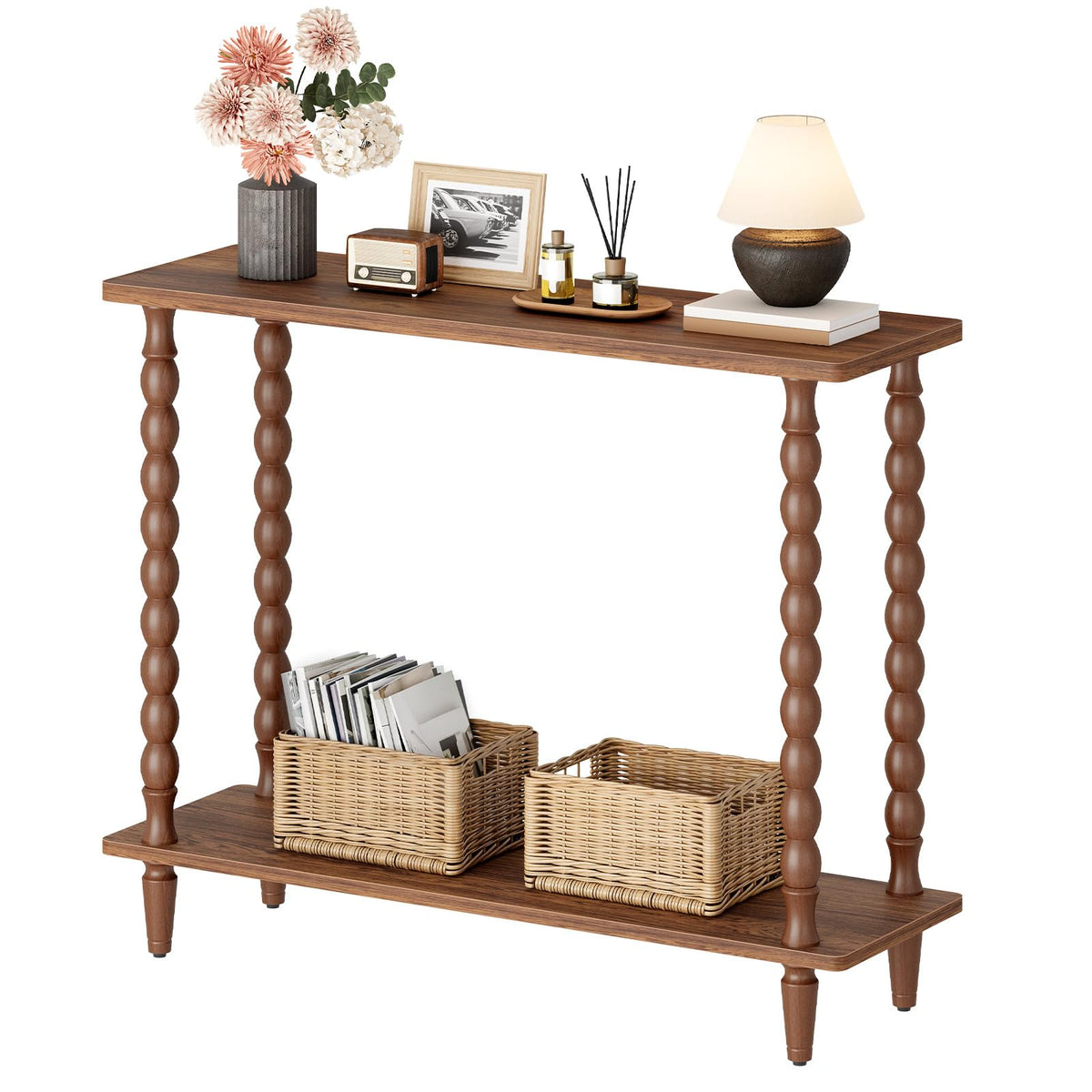 39.4'' 2-Tier Mid-Century Console Table W62541