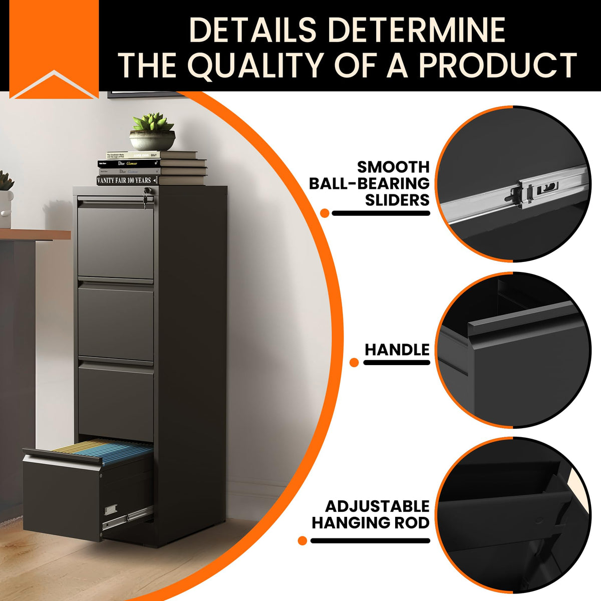 4 Drawer File Cabinet with Lock S5867