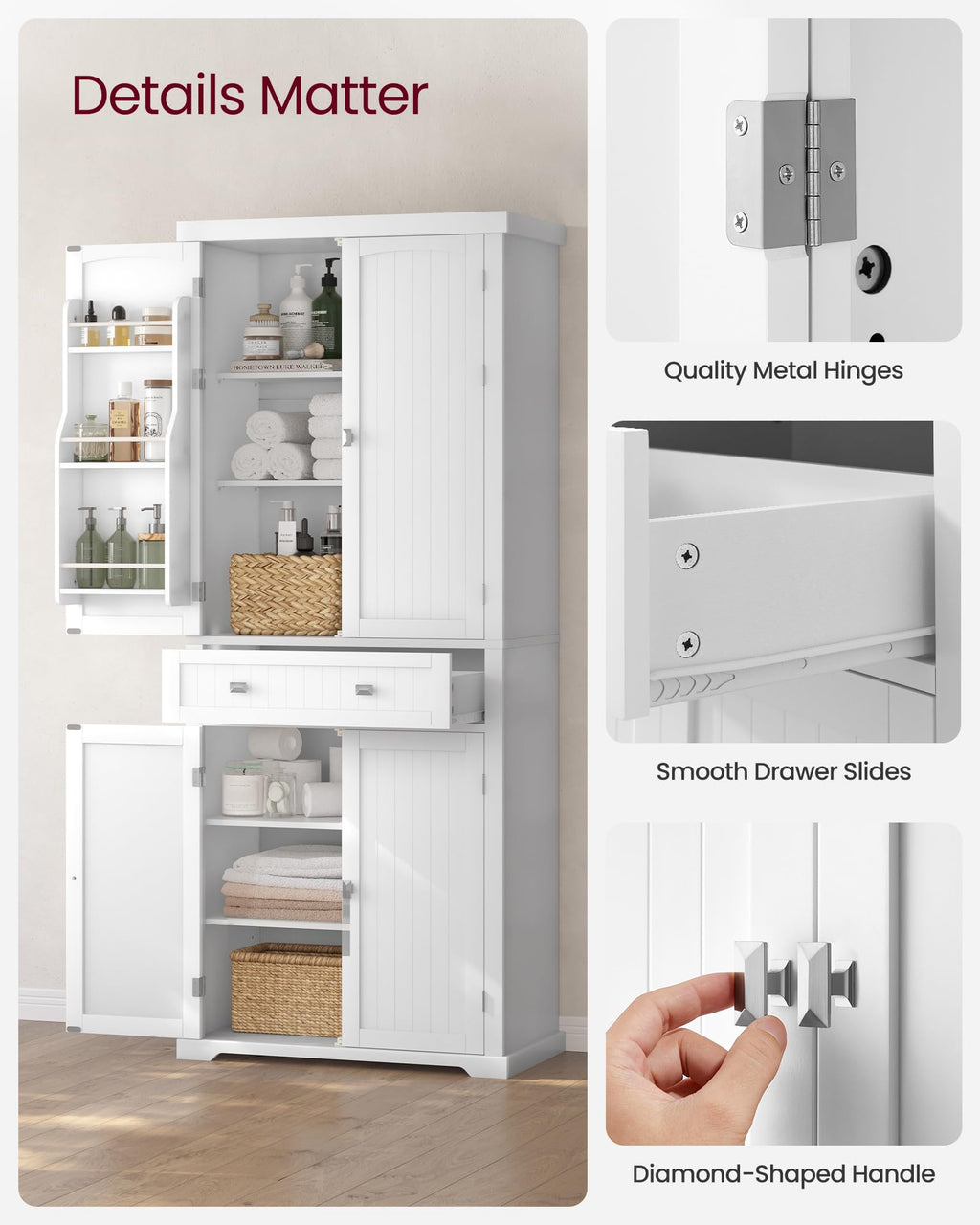 Freestanding Tall Cabinet with Drawer T776