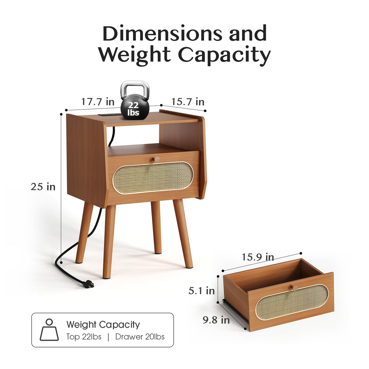 Mid Century Modern Nightstand Set of 2 A491275