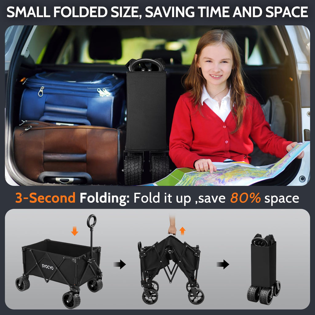 Foldable Wagon Cart with All-Terrain Wheels V855