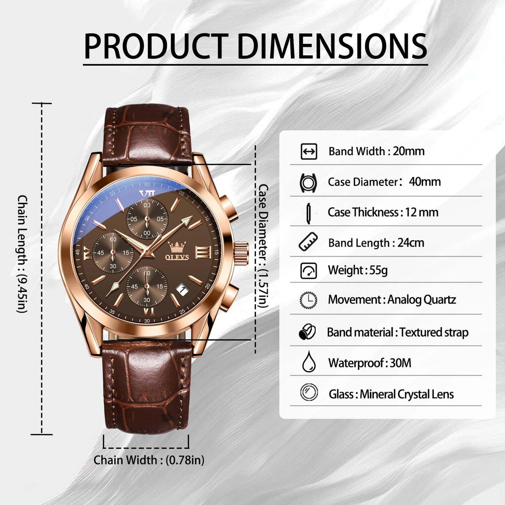 Mens Leather Quartz Brown Wrist Watch Z7145