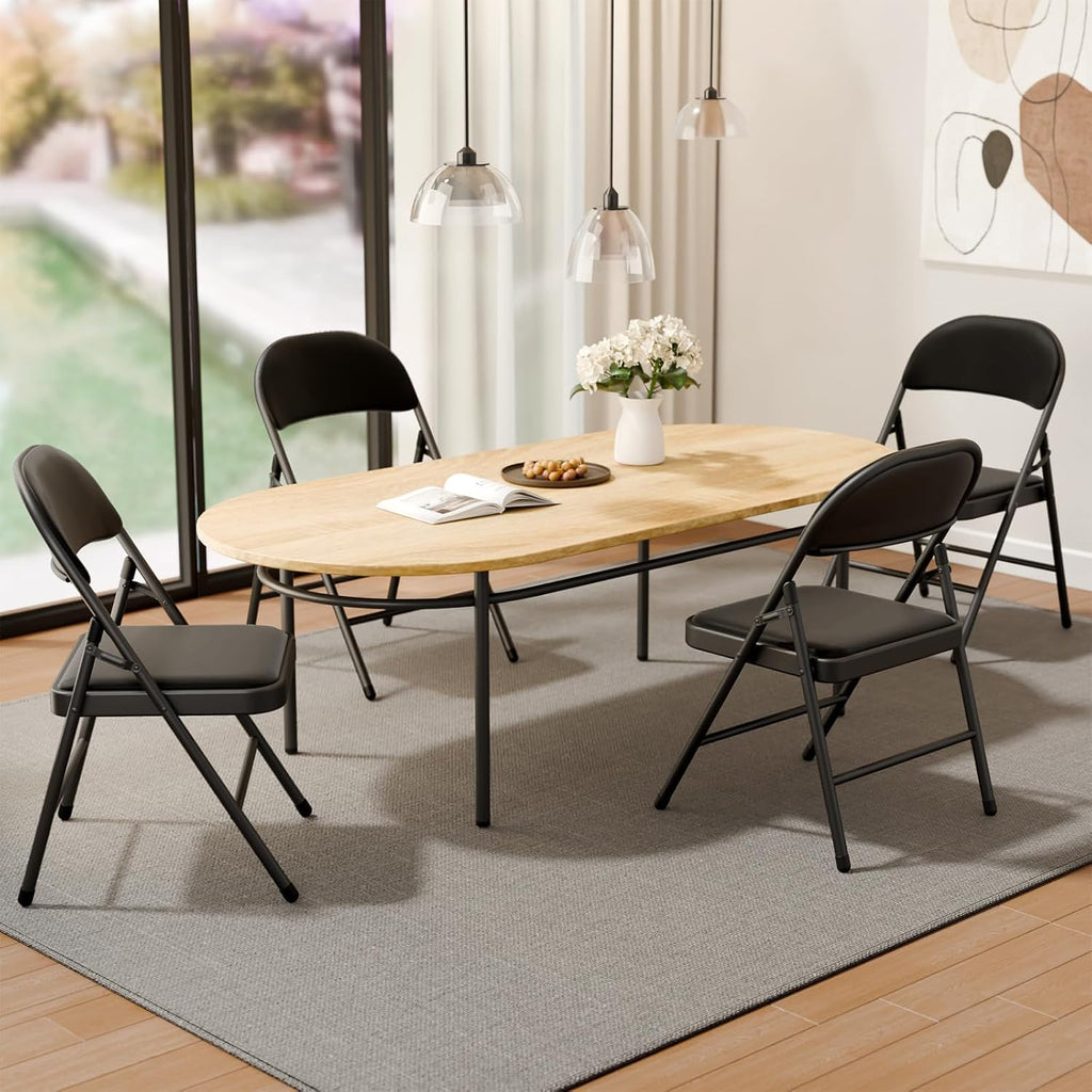 Black Folding Chairs with Padded Cushion, 10 Pack O4514