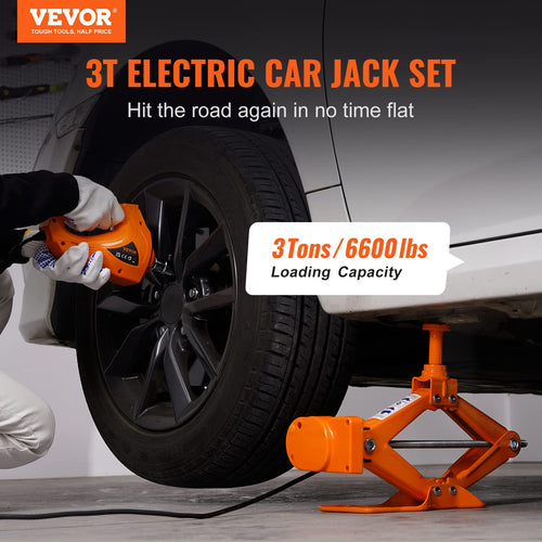 12V Electric Scissor Car Jack 3 Tons with Impact Wrench U732