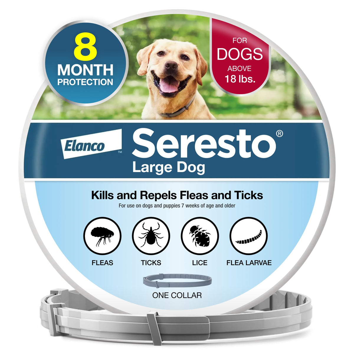 8-Month Flea & Tick Collar for Large Dogs Over 18 lbs O51603