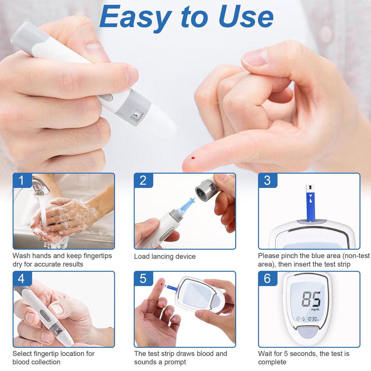 Blood Sugar Testing Kit with 100 Strips & 100 Lancets X51762