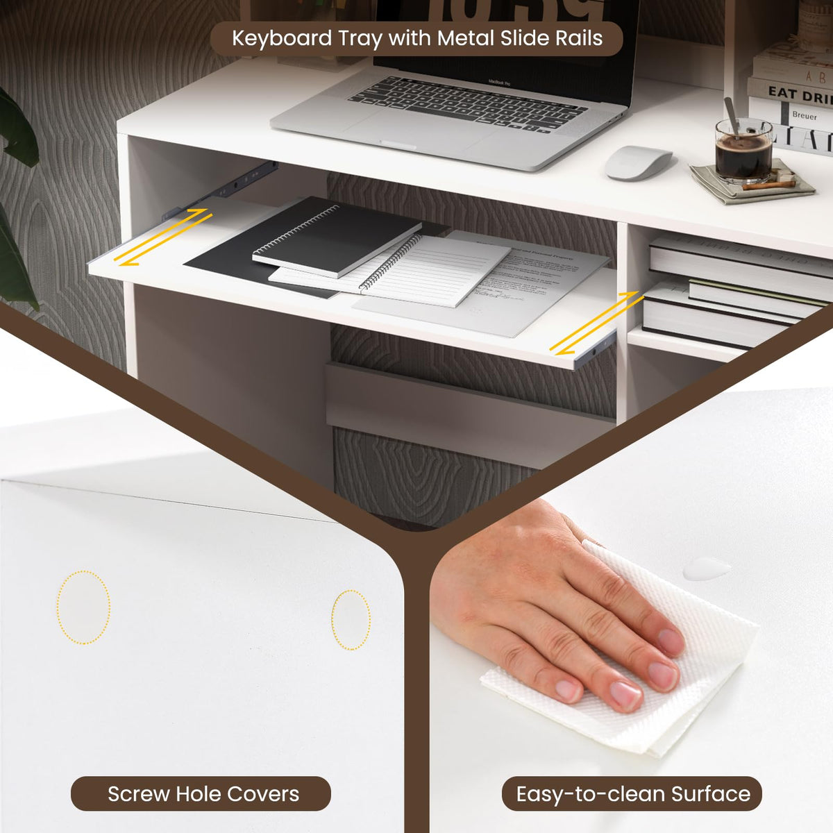White Computer Desk with Hutch N7576