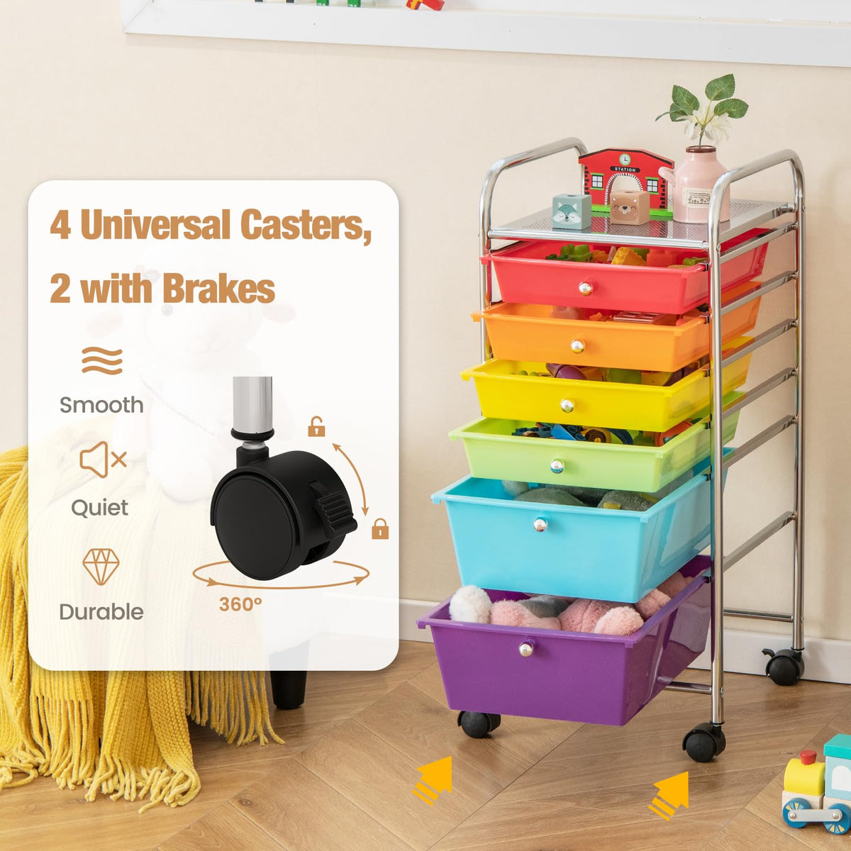 6 Drawer Rolling Storage Cart H2264