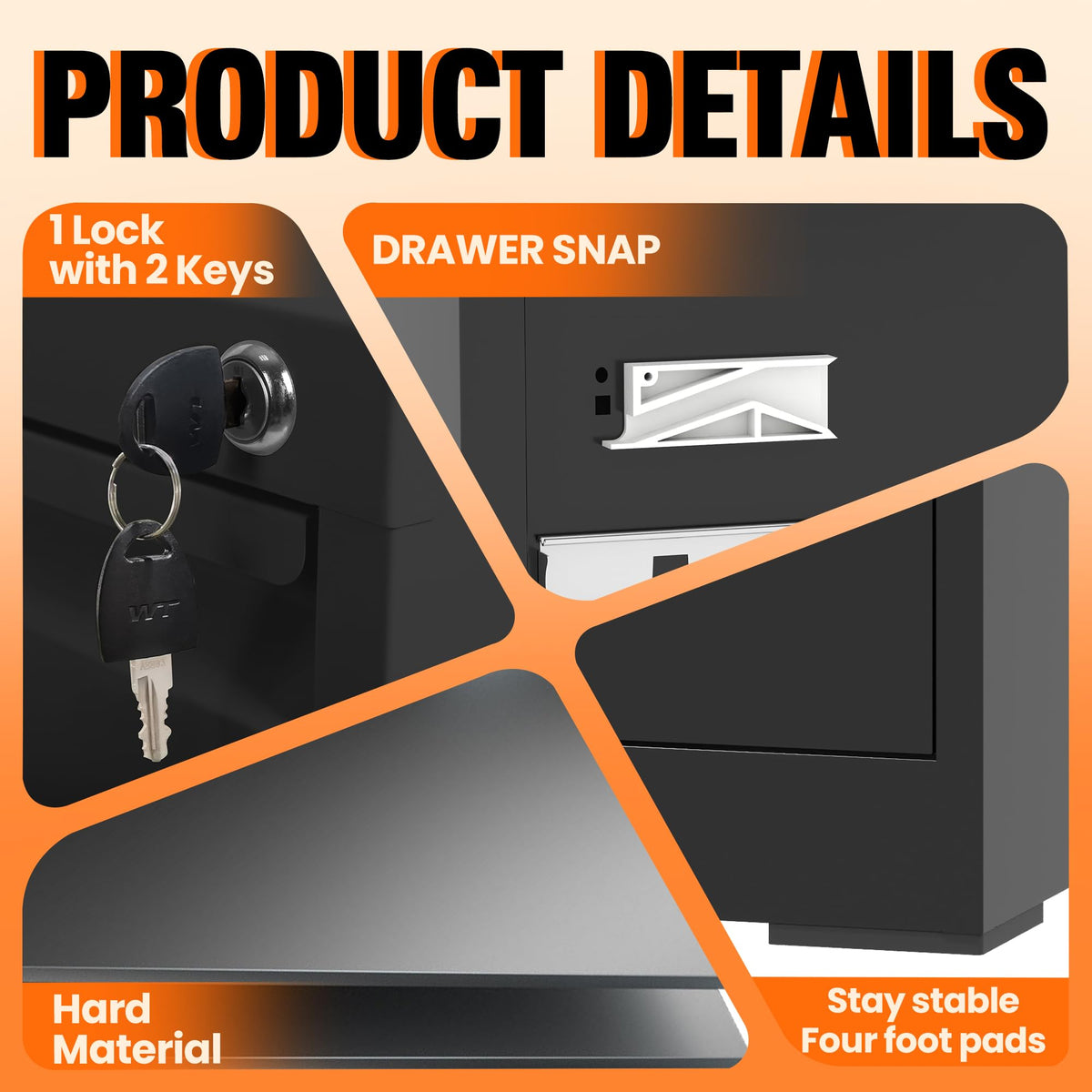 4 Drawer File Cabinet with Lock S5867