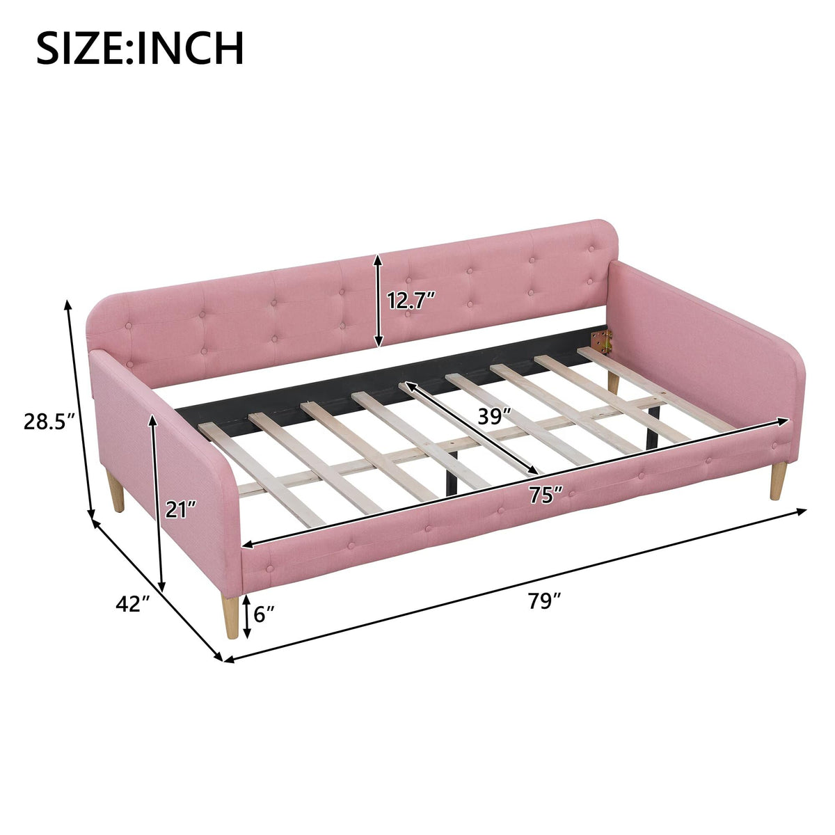 Pink Twin Size Upholstered Daybed H43677