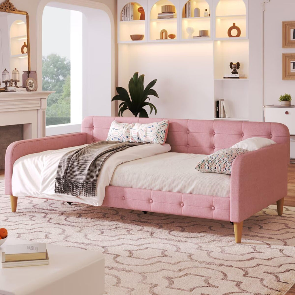 Pink Twin Size Upholstered Daybed H43677