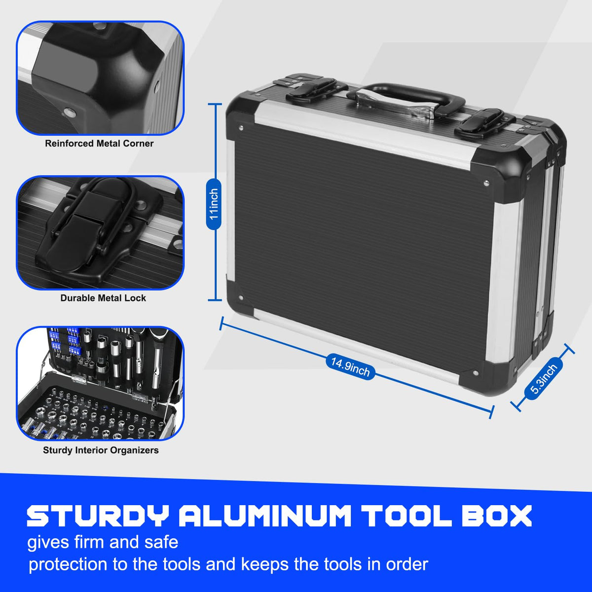 240-Pieces Mechanic Tool Set with Aluminium Tool Box V771307