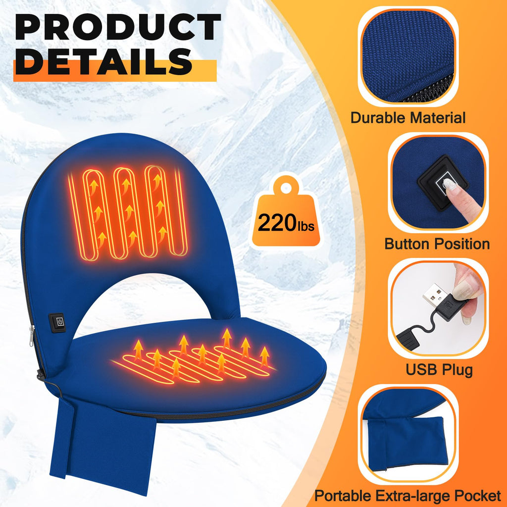 Heated Stadium Seat Cushion with Back Support H294