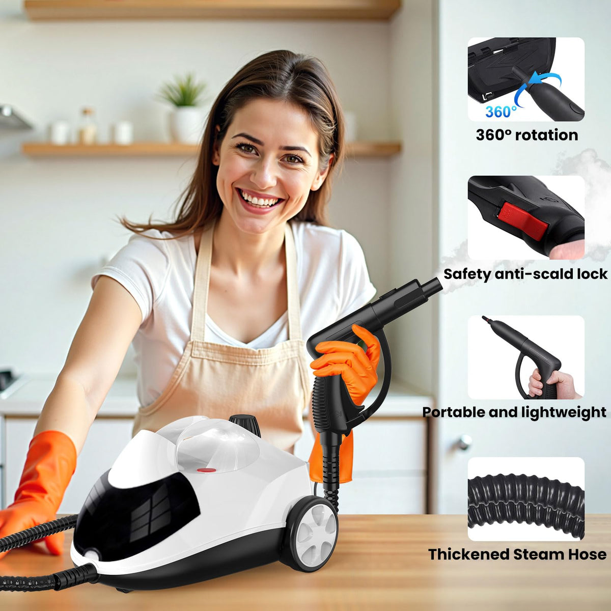 1.5L 6-in-1 Steam Cleaner with 8 Accessories K77718