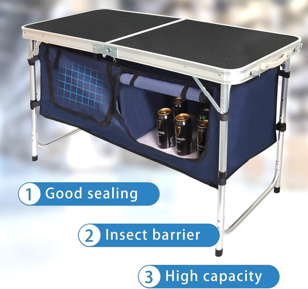 Folding Aluminum Camping Table with Storage Compartment L55713