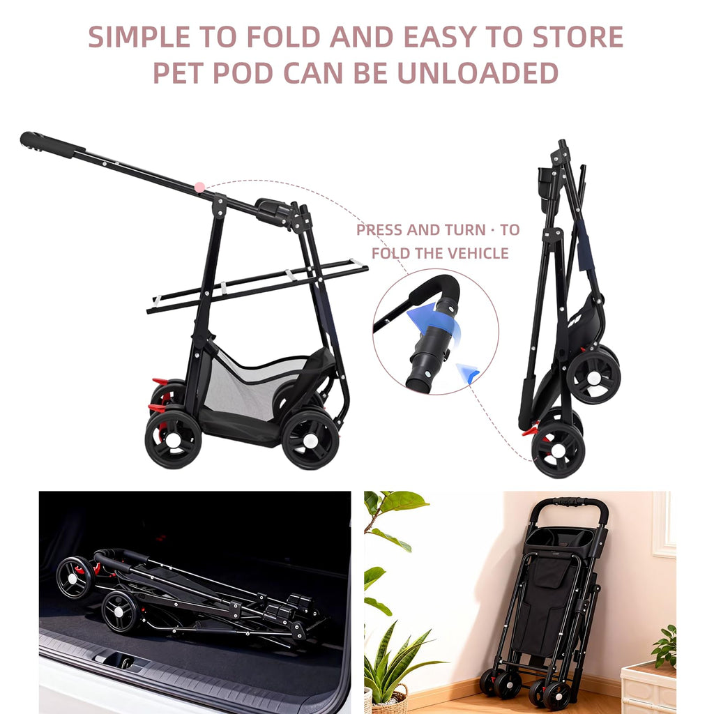Pink Pet Stroller with Detachable Carrier F294320