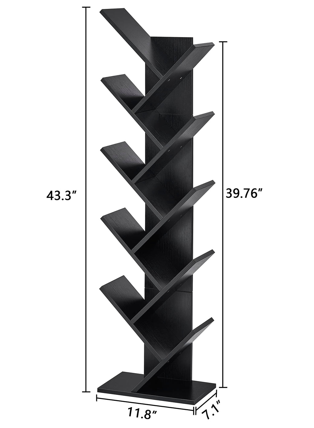 10 Tier Black Tree Bookshelf Y5736