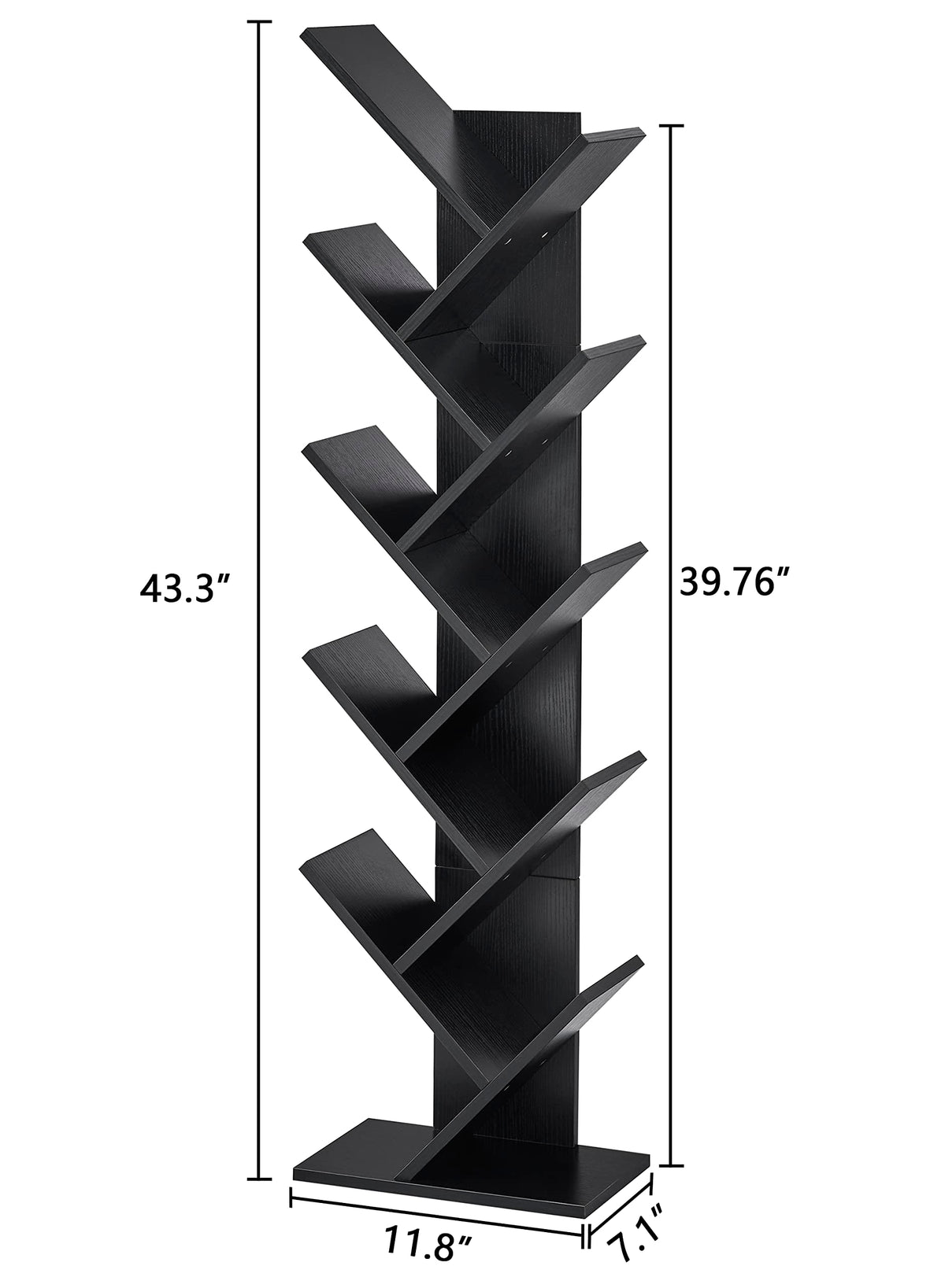 10 Tier Black Tree Bookshelf Y5736