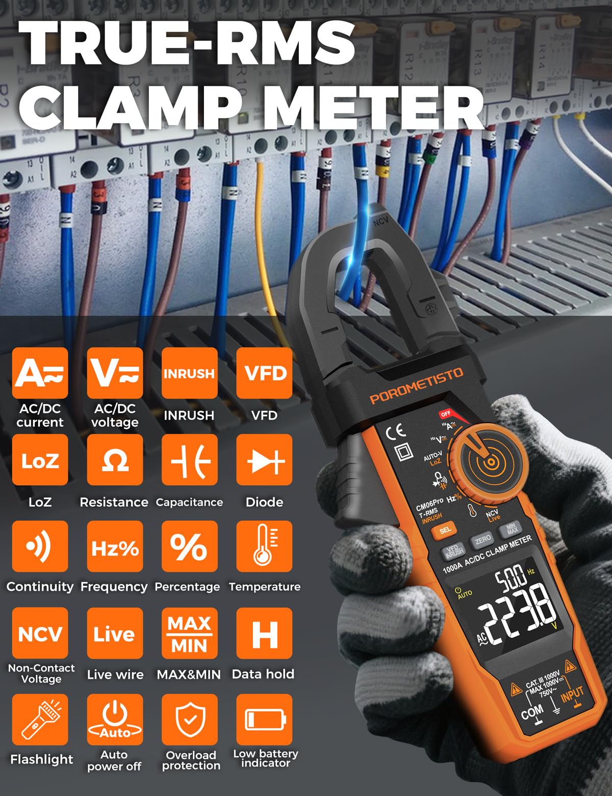 Clamp Meter 6000 Counts 1000A M176365