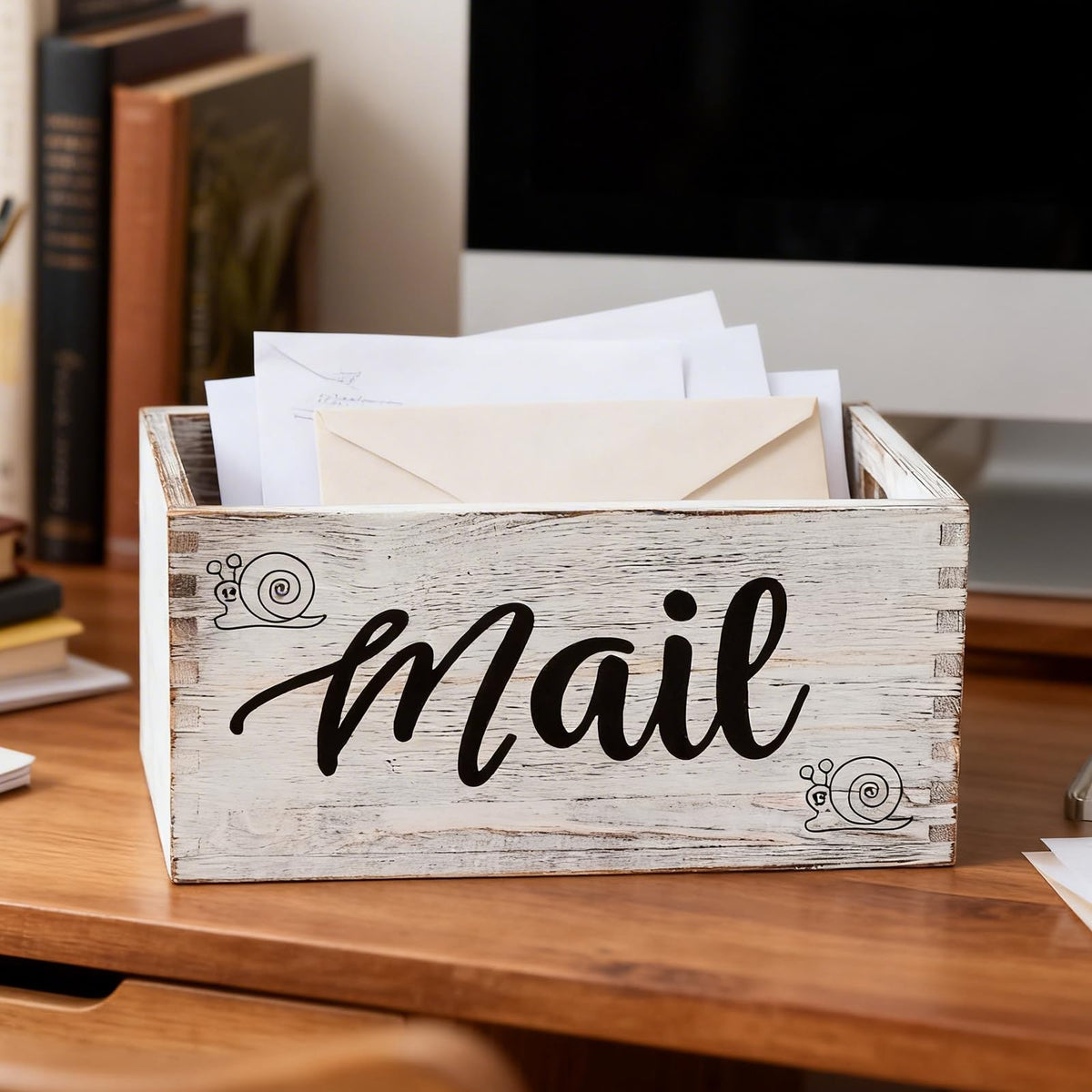 White Mail Holder and Key Organizer H823
