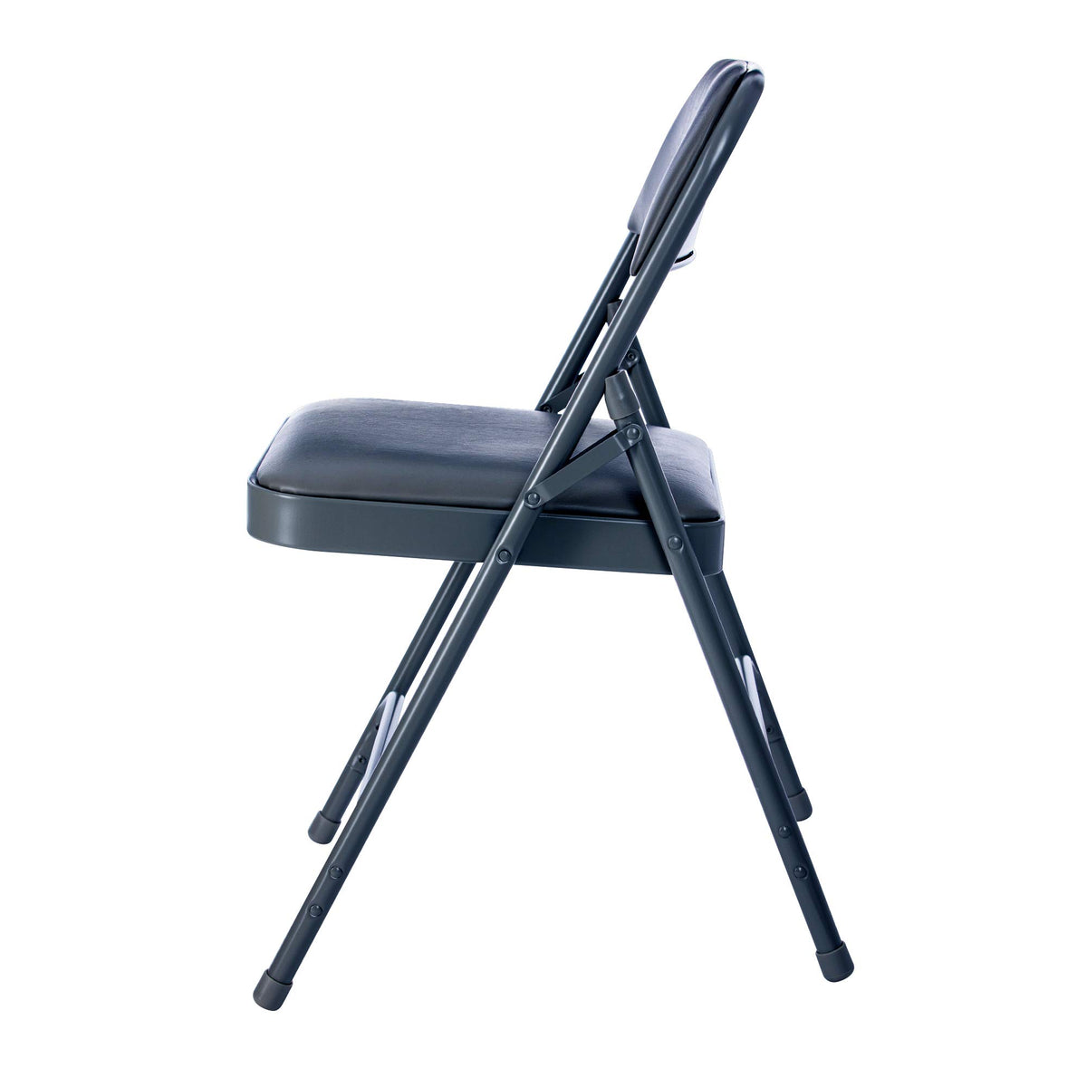 Blue Vinyl Cushioned Folding Chairs with Steel Frame, 4-Pack N32175