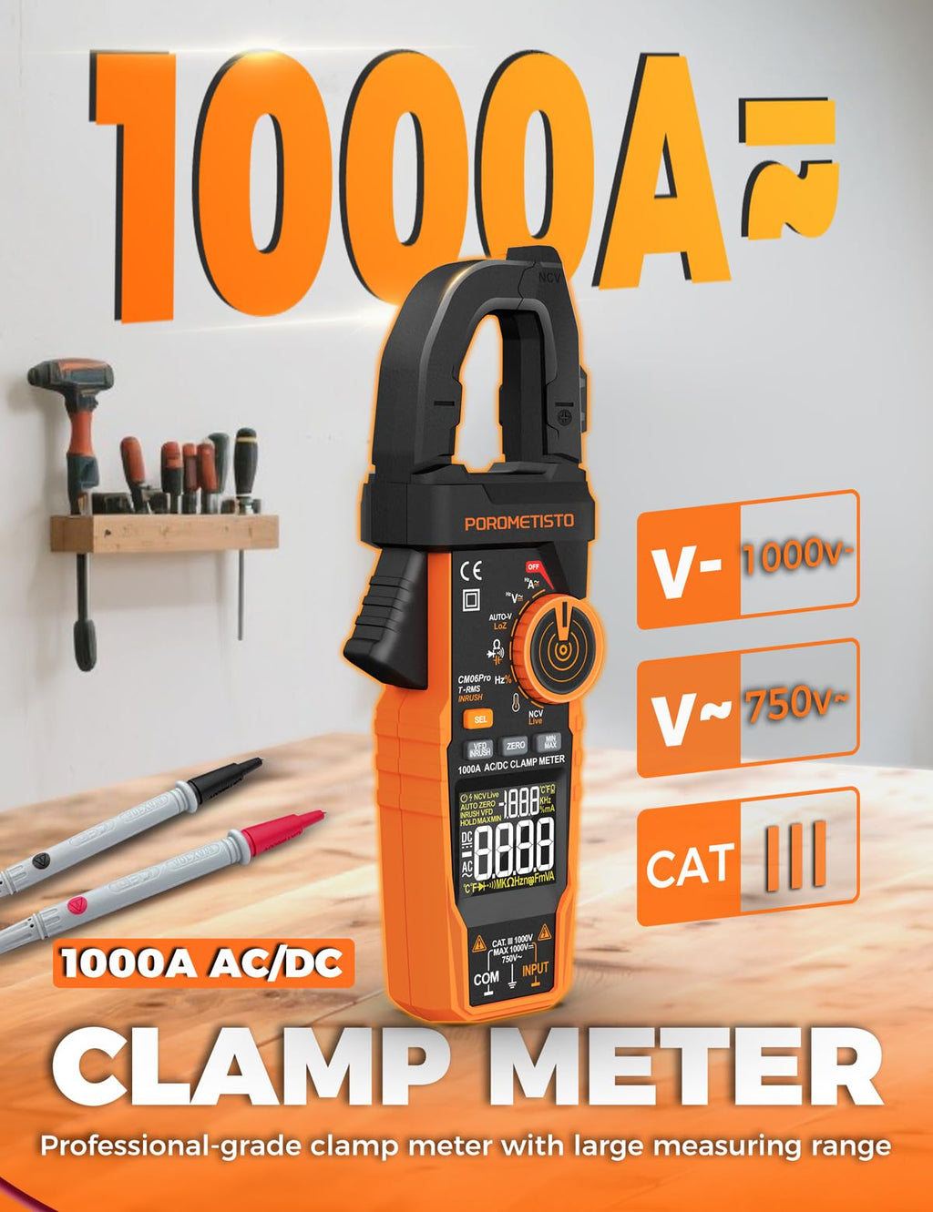 Clamp Meter 6000 Counts 1000A M176365