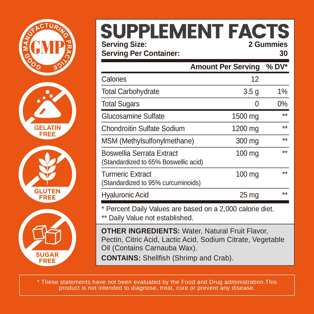 Sugar Free Glucosamine Chondroitin Gummies 60 Count F745