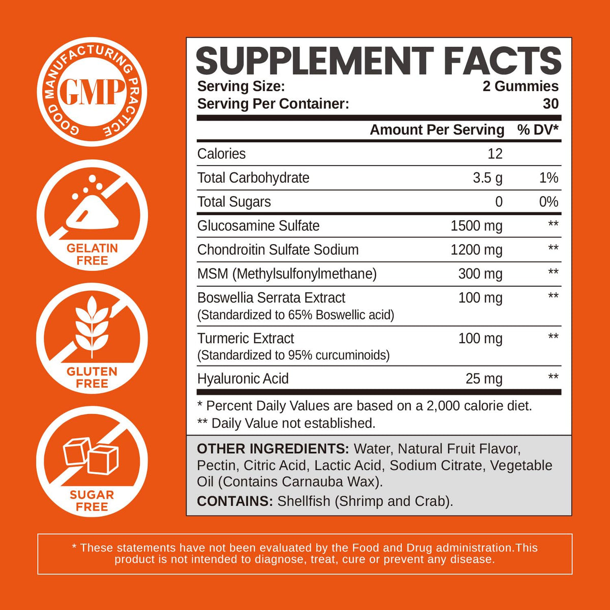 Sugar Free Glucosamine Chondroitin Gummies 60 Count F745