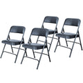 Blue Vinyl Cushioned Folding Chairs with Steel Frame, 4-Pack N32175