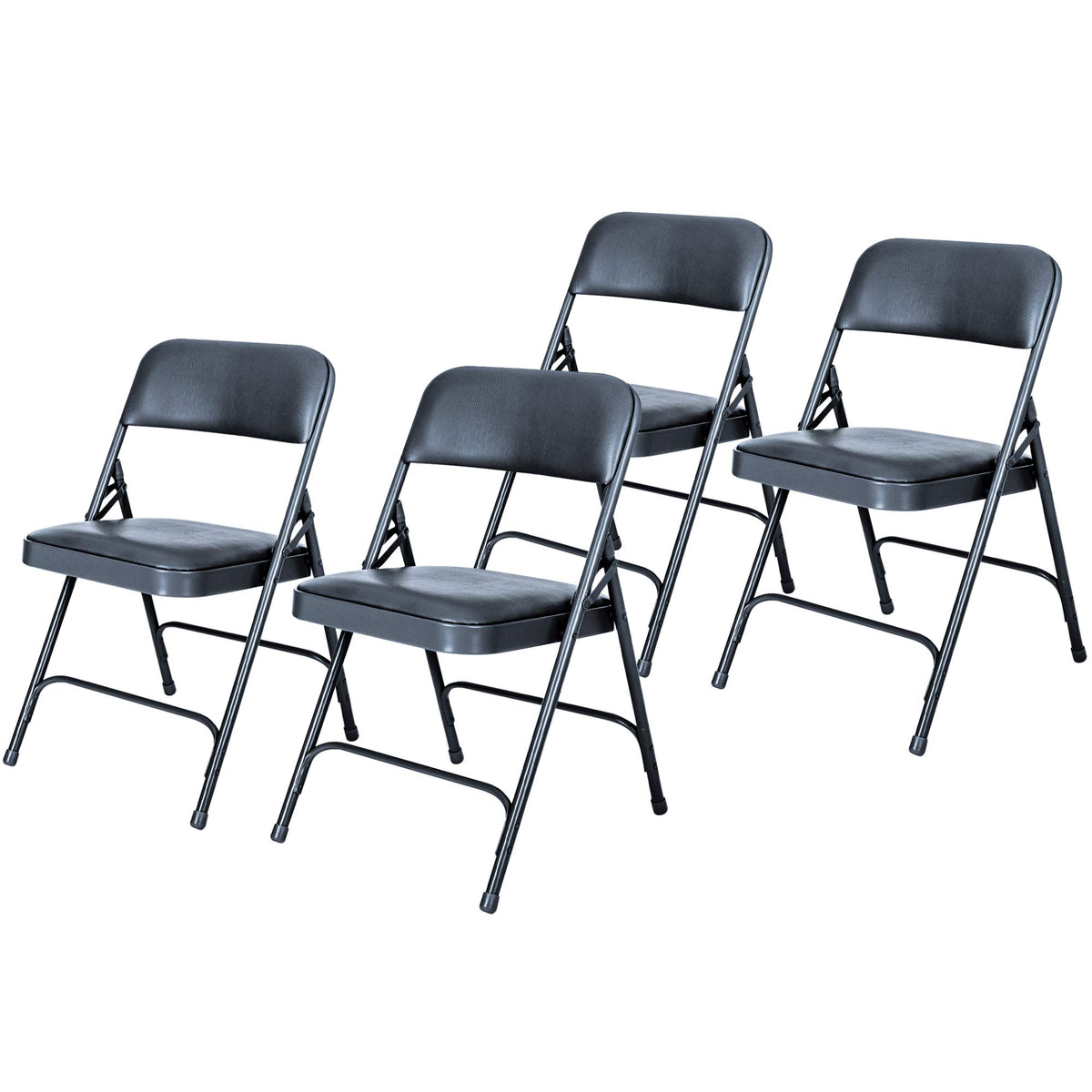 Blue Vinyl Cushioned Folding Chairs with Steel Frame, 4-Pack N32175