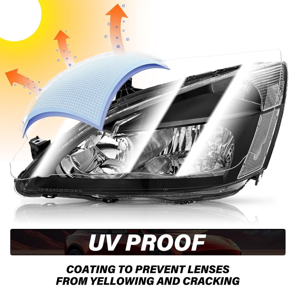 Black Headlight Assembly Set Driver & Passenger Side U7545