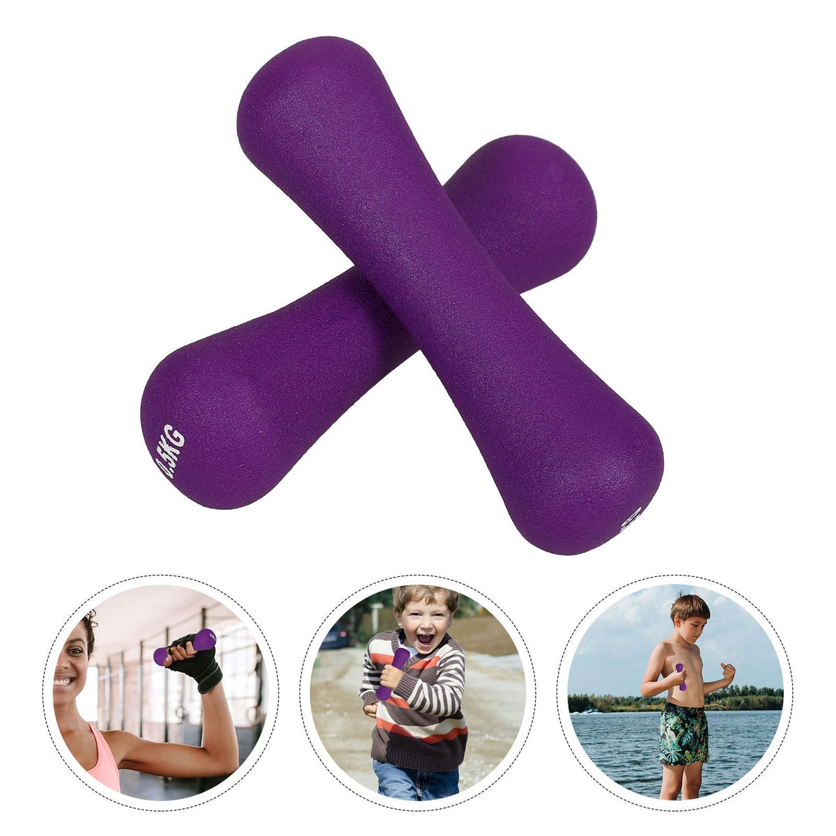 2pcs 0.5kg Purple Neoprene Coated Bone Shaped Dumbbells N683087