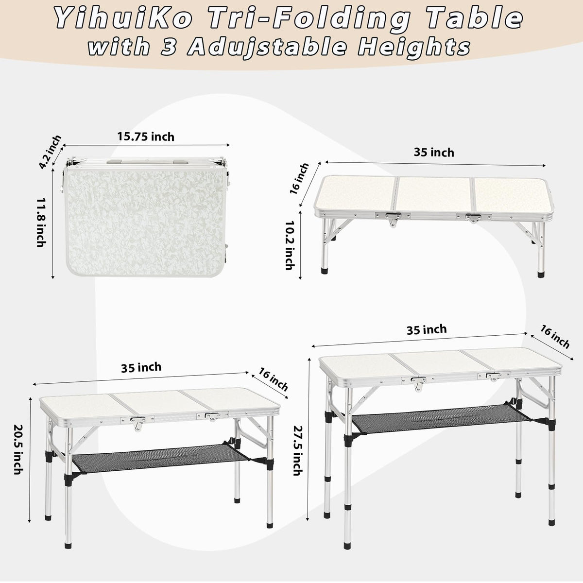 Folding Table with Storage Net H31232