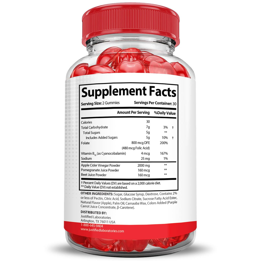 2000MG Beet Juice Pomegranate B12 Vegan Gummies B23382