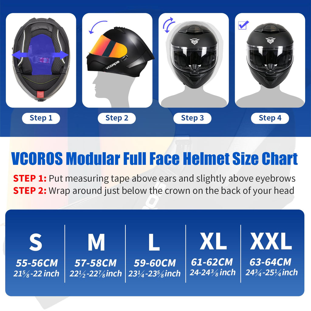 Flip Up Modular Motorcycle Helmet Dual Visor B4860
