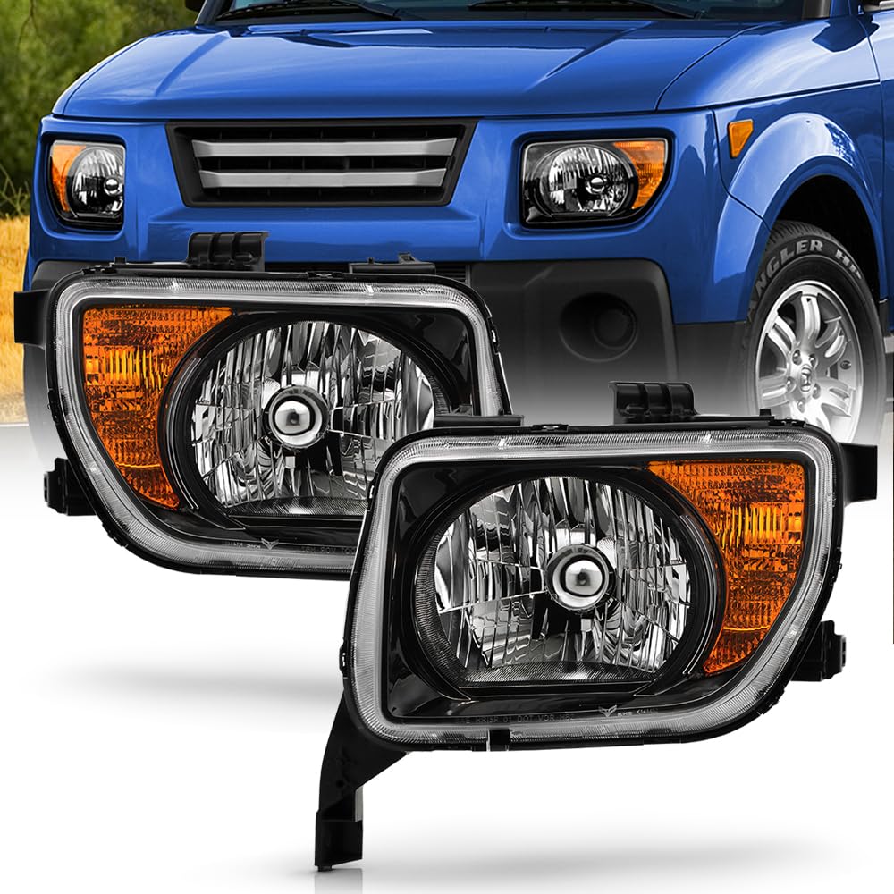 Black Headlights Headlamps Pair Set Driver & Passenger N998967