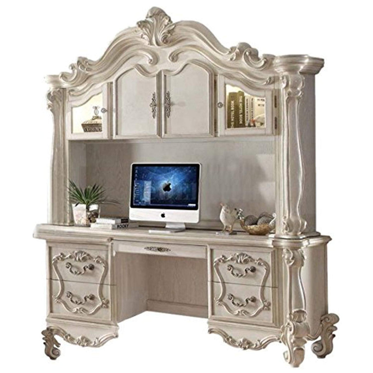Bone White Desk with Hutch V112370