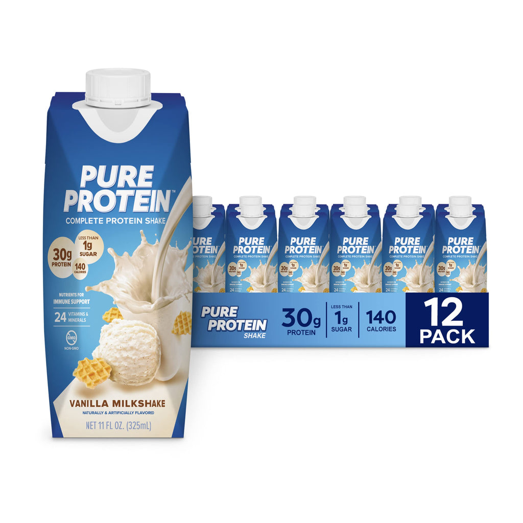 Chocolate and Vanilla Protein Shakes, 30g Protein, 11oz, 12 Pack W532933