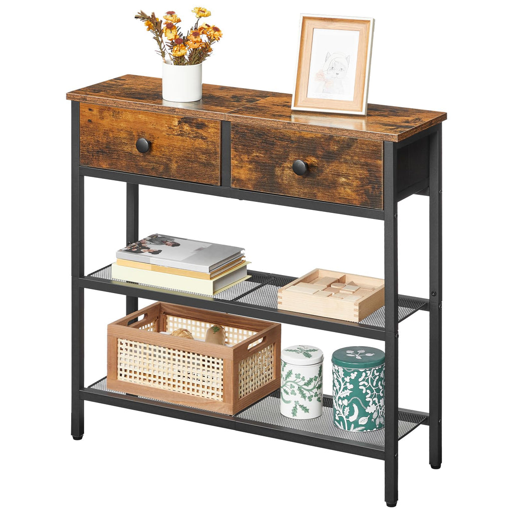 29.5" Narrow Console Table with 2 Fabric Drawers T724