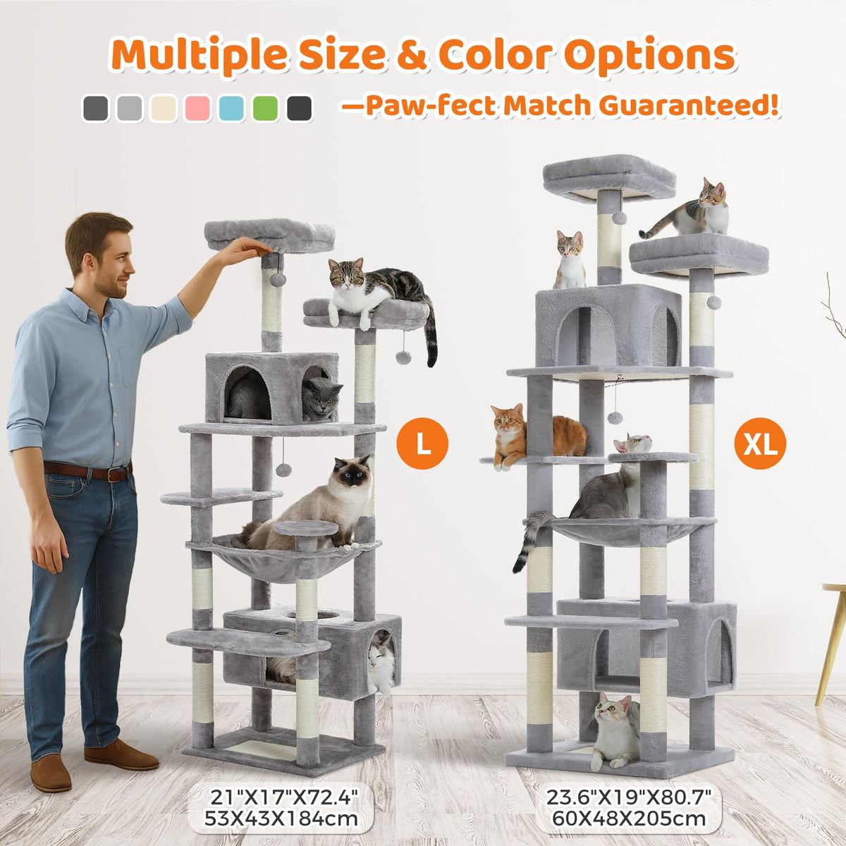 72" Cat Tree with Hammock & Condos O2875