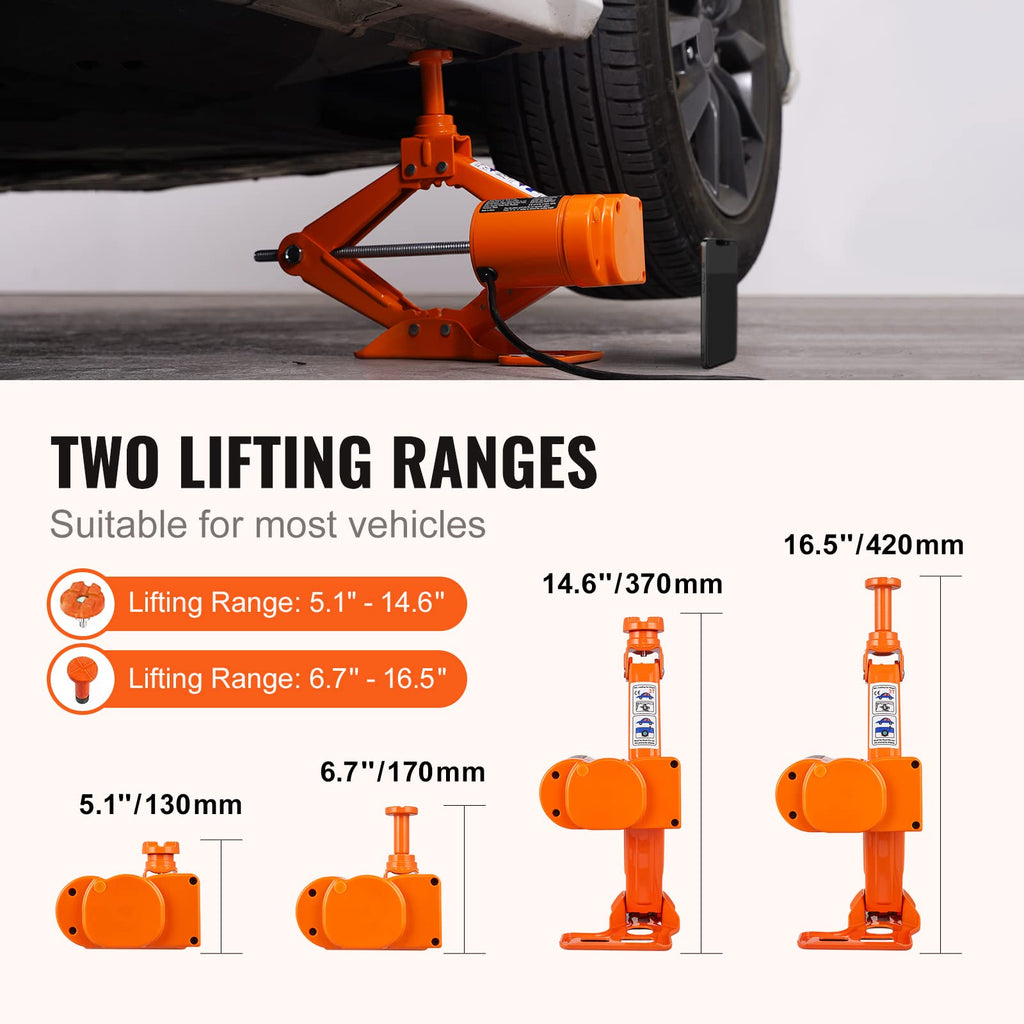 12V Electric Scissor Car Jack 3 Tons with Impact Wrench U732
