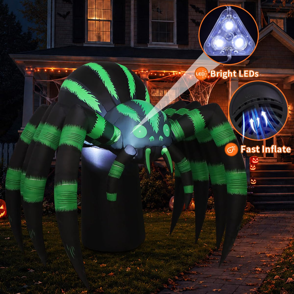 7 FT Inflatable Spider Outdoor Decoration with LED Lights W646