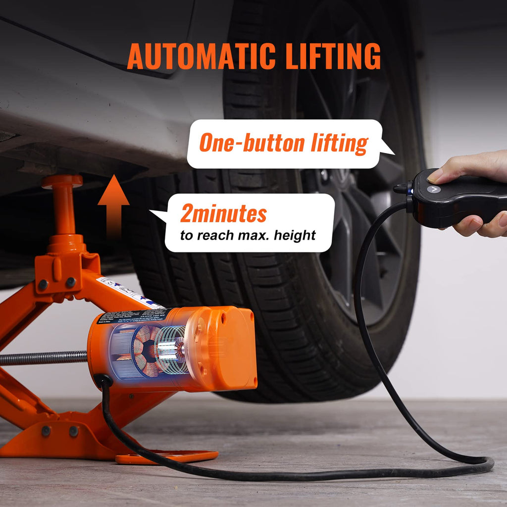 12V Electric Scissor Car Jack 3 Tons with Impact Wrench U732
